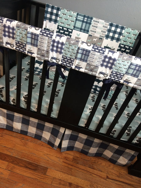 Farm themed set in navy and dusty blue