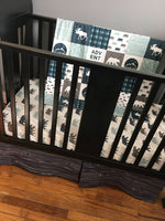 Dusty Blue and Navy Adventure Woodland Set with Bears and Moose