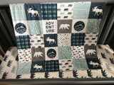 Dusty Blue and Navy Adventure Woodland Set with Bears and Moose