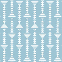 Little Chief Baby Boy Bedding in navy, light blue and gray with a woodland tribal theme fish feathers, headdress, arrows, nursery decor