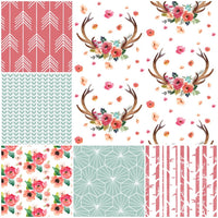 Floral Woodland Set in Coral and Mint