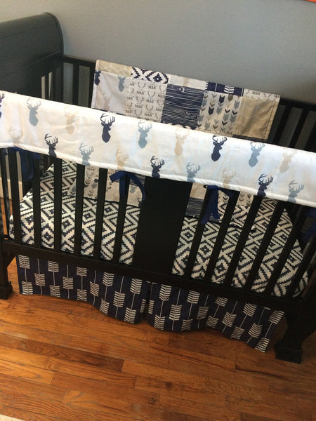 Aztec and Deer Set in Tan and Navy