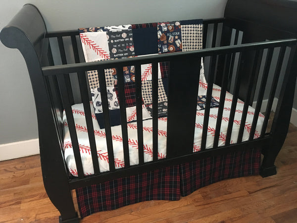 Baseball Bedding in Navy and Red