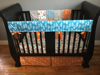 Woodland Fox Baby Bedding In Orange and Turquoise