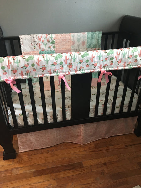 Dream Catcher and Succulent Bedding in pink and mint