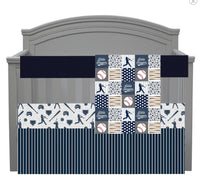 Baseball Bedding in Navy and Gray