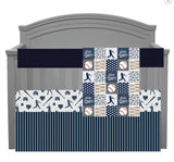 Baseball Bedding in Navy and Gray