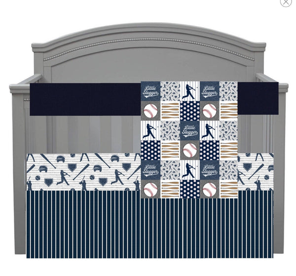 Baseball Bedding in Navy and Gray