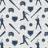Baseball Bedding in Navy and Gray
