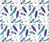 Purple and Turquoise Floral Feather Set