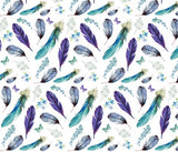 Purple and Turquoise Floral Feather Set