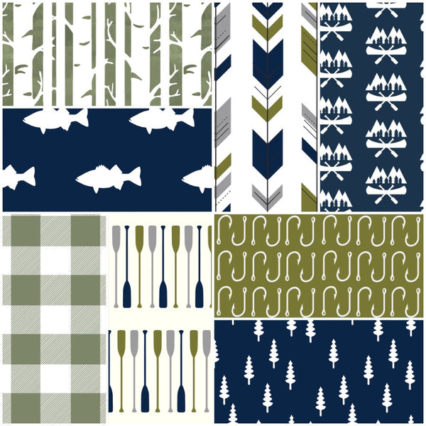 Outdoor Set in Navy and Olive Green