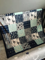 Woodland Deer Set in Navy and Mint