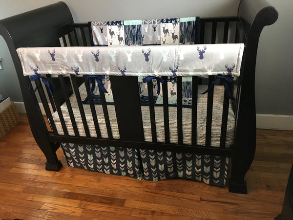 Woodland Deer Set in Navy and Mint