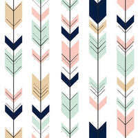 Custom Made to Order Baby Girl Bedding Set in pink, navy and mint with a modern horse theme with arrows and Aztec prints
