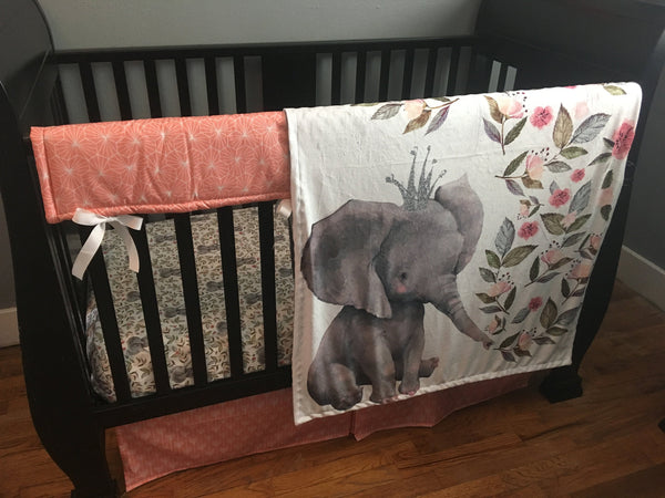 Floral Boho Elephant Set in Coral
