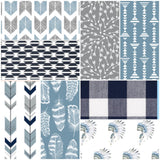 Boho Woodland Set in navy, dusty blue and gray