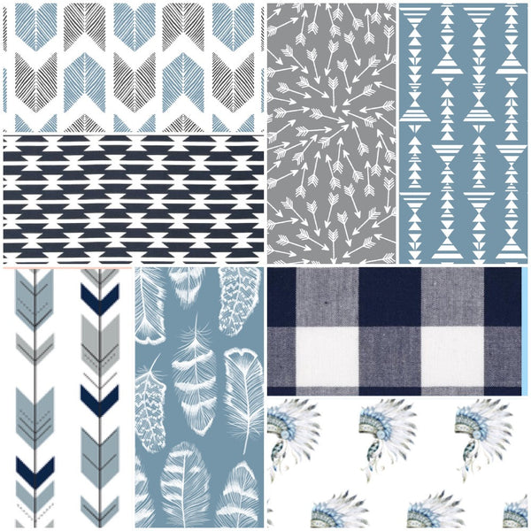 Boho Woodland Set in navy, dusty blue and gray