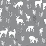Woodland set with bears and deer in navy, gray and dusty blue