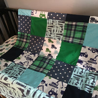 Construction Baby Bedding in navy, aqua and green