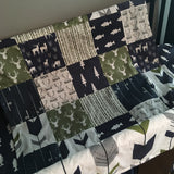 Navy and Olive Green Little Man Woodland Set with Fish and Deer