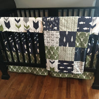 Navy and Olive Green Little Man Woodland Set with Fish and Deer