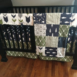 Navy and Olive Green Little Man Woodland Set with Fish and Deer