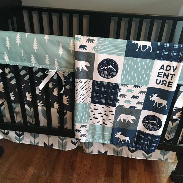Sleep Under the Stars Woodland Set in Navy, Dusty Blue and Gray