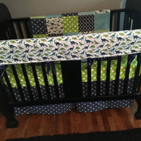 Dinosaur Set in Navy, Turquoise and Lime Green
