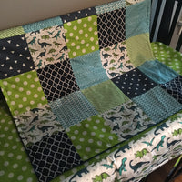 Dinosaur Set in Navy, Turquoise and Lime Green