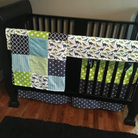 Dinosaur Set in Navy, Turquoise and Lime Green