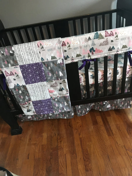 Adventure Awaits Mountain Set in Purple and Gray