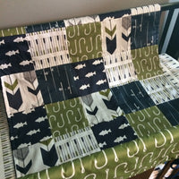 Fishing Bedding Set in Navy and Olive Green