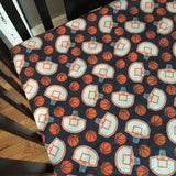Baby Boy Basketball Crib Bedding Set in Navy, Orange and Gray, double Minky basketball baby blanket, sports theme nursery decor