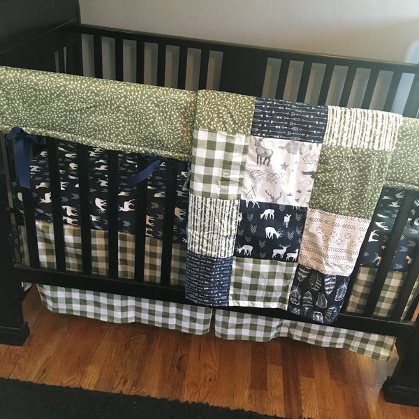 Buffalo Plaid Deer Set in Olive and Navy