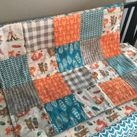 Woodland Fox Set in orange and turquoise