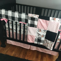 Farm Girl Bedding Set with cows, plaid and flowers