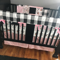 Farm Girl Bedding Set with cows, plaid and flowers