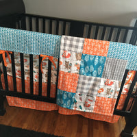 Woodland Fox Set in orange and turquoise