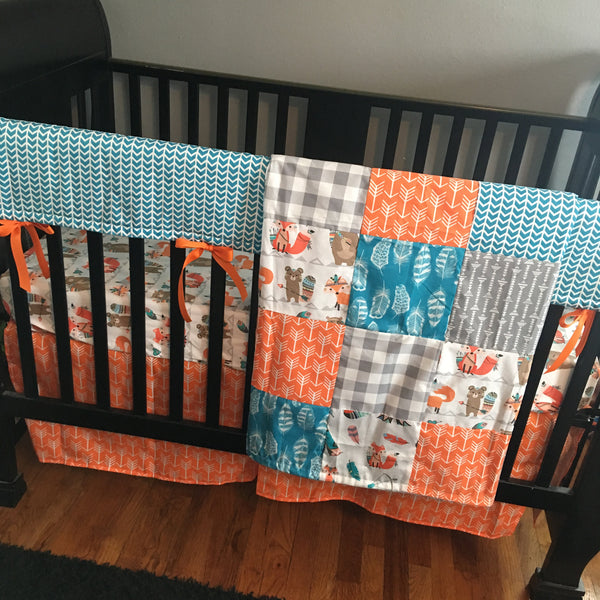 Woodland Fox Set in orange and turquoise