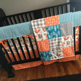 Woodland Fox Set in orange and turquoise