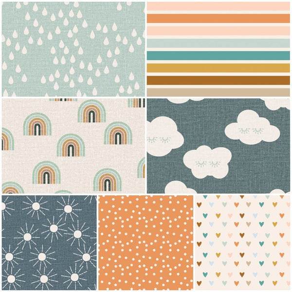 Gender Neutral Crib Bedding Set with boho rainbows, suns, in earth tones, Baby Nursery Set, crib skirt, crib sheet, Minky back baby blanket,