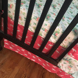 Made to Order Baby Girl Bedding in pink with wild horses, cactus  and floral fabrics