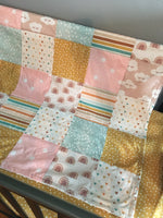 Custom Made to Order Baby Girl Baby Bedding featuring rainbows, suns and clouds, rainbow baby, vintage boho theme