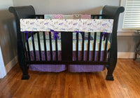 Made to Order Baby Girl Bedding in purple, lilac and light mint with floral horses, Aztec prints, arrows and feathers