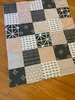 Boho Baby Bedding in neutral earth tones of tan and green, Made to Order Bohemian Nursery Decor