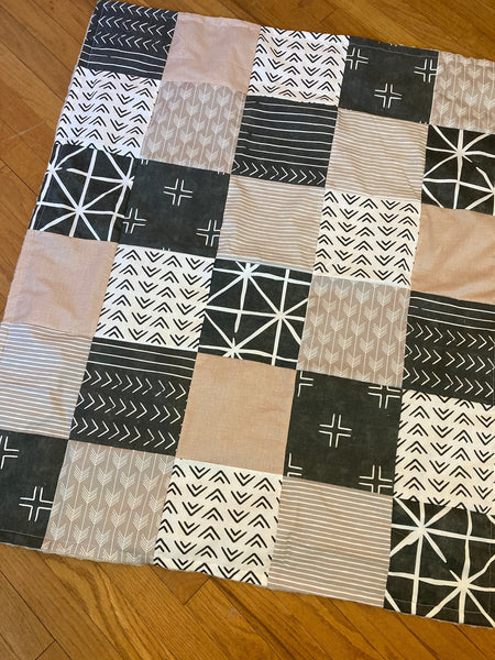 Boho Baby Bedding in neutral earth tones of tan and green, Made to Order Bohemian Nursery Decor