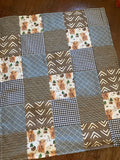 Custom Made to Order Baby Boy Bedding Set with farmhouse theme, highland cows, navy blue, dusty blue and brown, farmhouse nursery decor