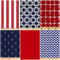 Patchwork Baby Blanket, navy blue, red, white, nautical, Minky back, made to order, chevron, polka dots and stripes