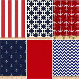 Patchwork Baby Blanket, navy blue, red, white, nautical, Minky back, made to order, chevron, polka dots and stripes